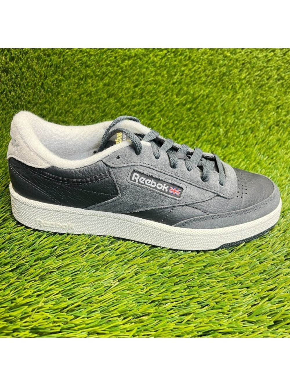 Reebok Club C 85 Mens Size 6.5 Black Gray White Athletic Leather Shoes Sneakers